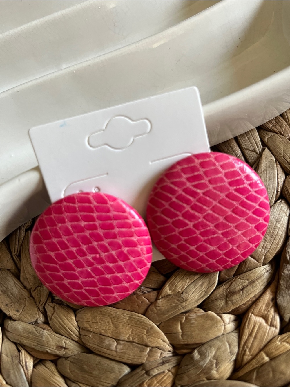 🛍️ 3/15 Fashion Earrings!! Pink Textured Statement